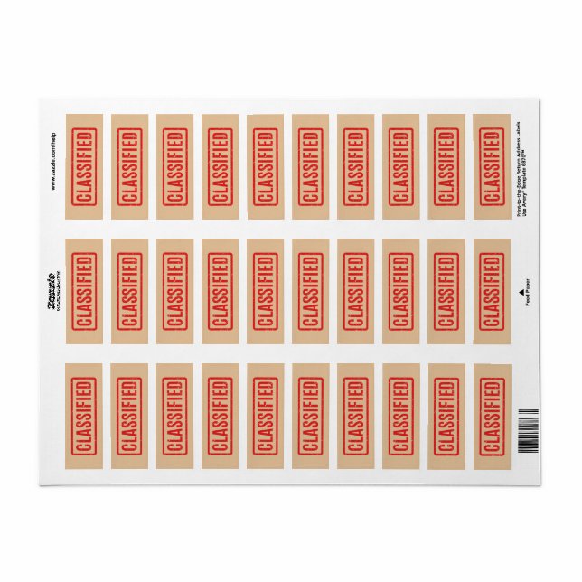 Stamped Classified Label (Full Sheet)