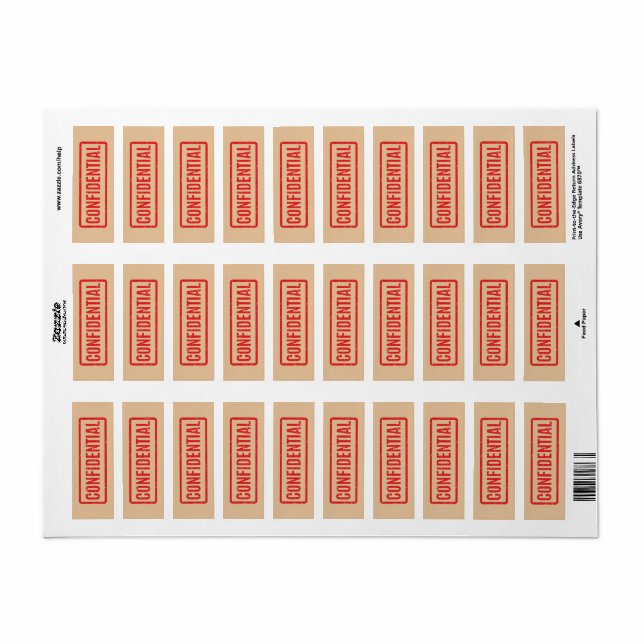 Stamped Confidential Label (Full Sheet)