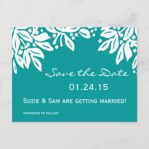 Stamped Floral Wedding Pattern Announcement Postcard