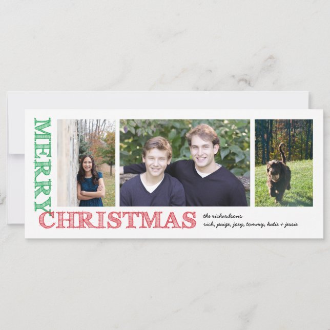 Stamped Merry Christmas Holiday Card (Front)