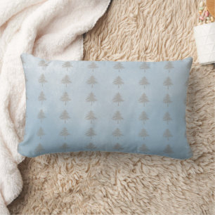 Stamped Pine Trees Pattern Light Blue Lumbar Pillow