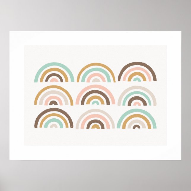 Stamped Rainbows Kids' Art Print - Coffee (Front)