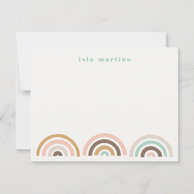 Stamped Rainbows Kids Stationery Card - Coffee (Front)