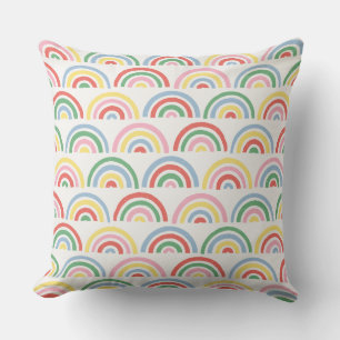 Stamped Rainbows Kids' Throw Pillow - Cherry