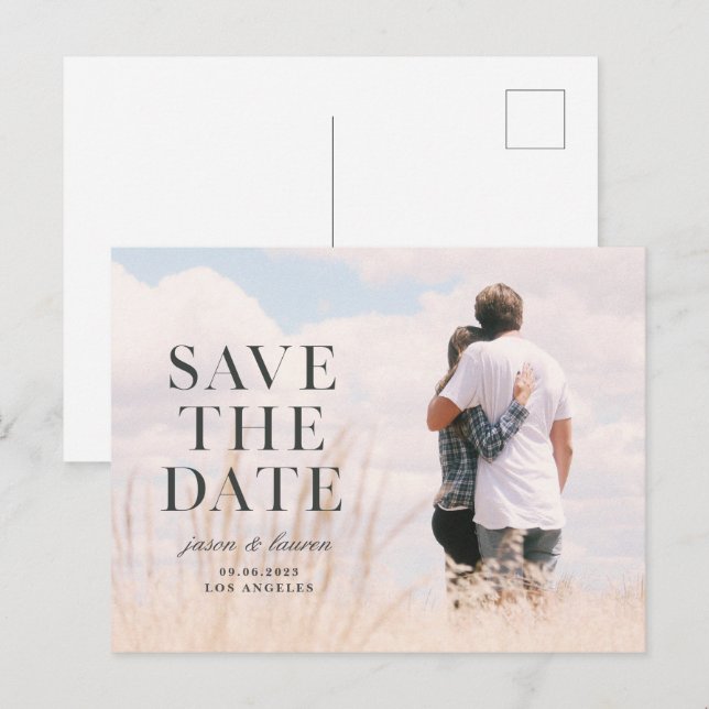 Stamped Serif Wording Announcement Postcard (Front/Back)