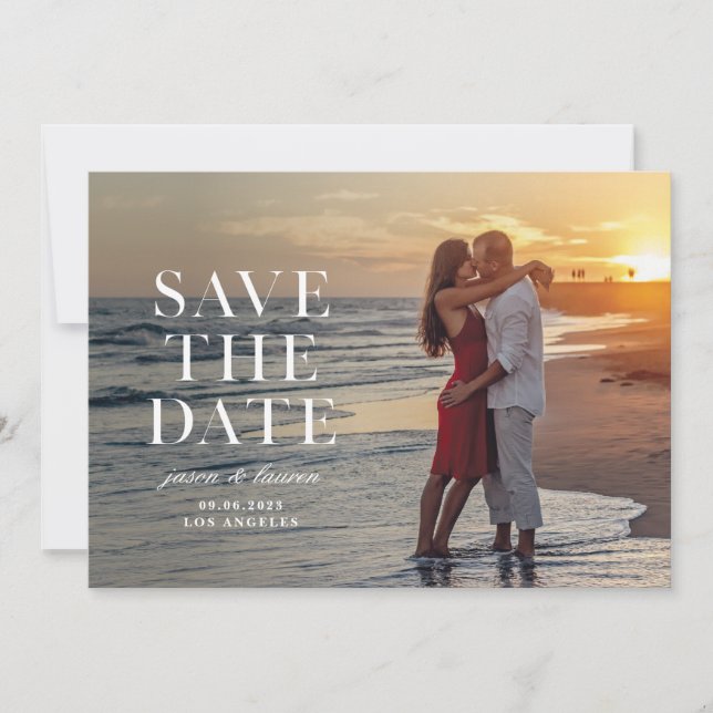 Stamped Serif Wording Save The Date (Front)