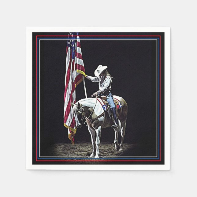 Stampede Prayers (red, white & blue border) Napkin (Front)
