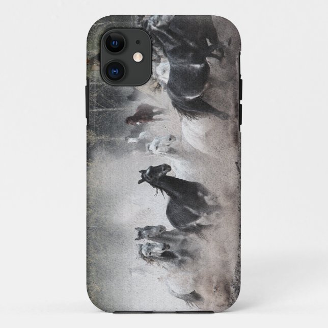 Stampeding Mustang Horses & Teepee iPhone 5 Case (Back)