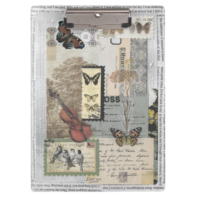 Stamps Vintage Ephemera Decoupage Clipboard (Front)
