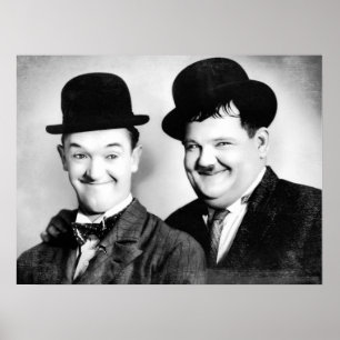 Stan Laurel and Oliver Hardy - BW Vintage - D1 Poster