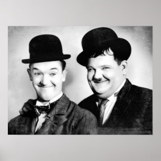 Stan Laurel and Oliver Hardy - BW Vintage - D1 Poster