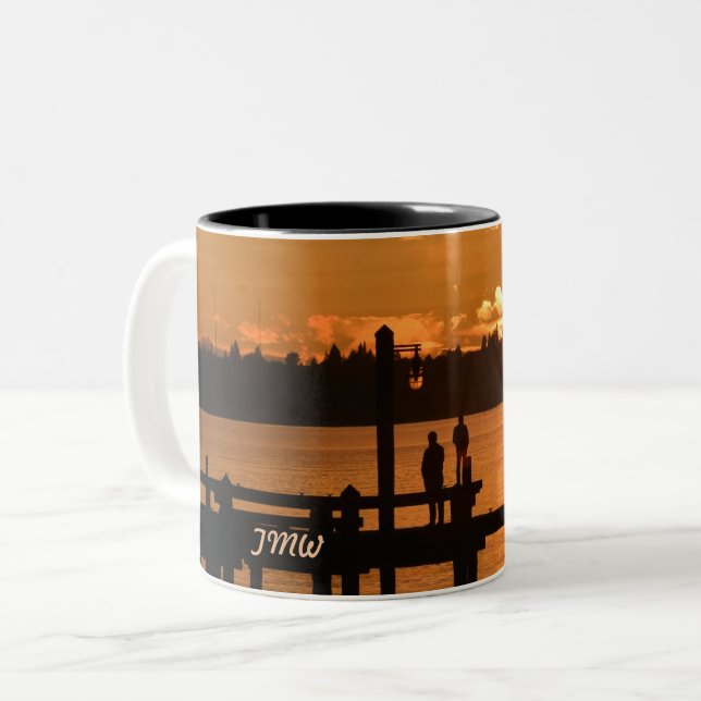 Stand and Watch the Sunset on the Lake Two-Tone Coffee Mug (Front Left)