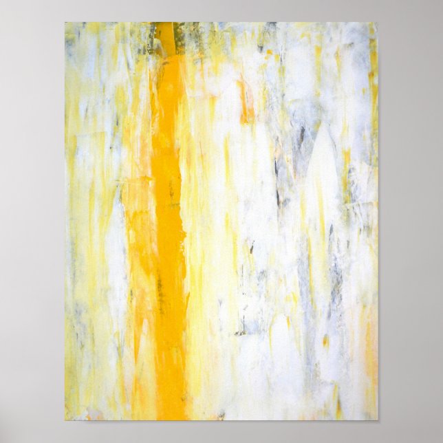 'Stand Aside' Grey and Yellow Abstract Art Poster (Front)