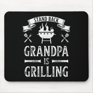 Stand Back Grandpa Is Grilling Bbq Barbecue Father Mouse Pad