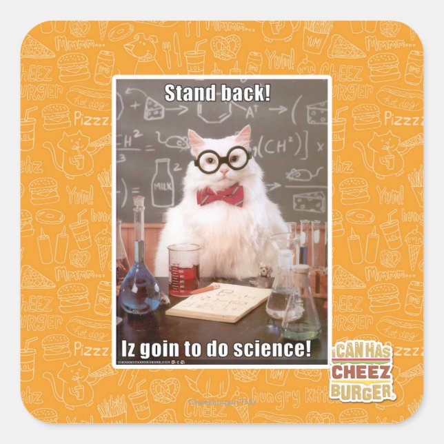 Stand back! square sticker (Front)