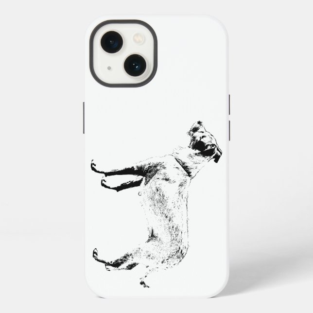 Stand Back | Upright Dog Art iPhone Case (Back)