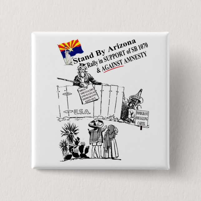 Stand By Arizona 2 Inch Square Button (Front)
