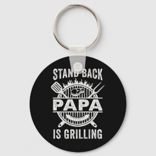 Stand Ck Papa Is Grilling Funny Bbq Fathers Day  Keychain