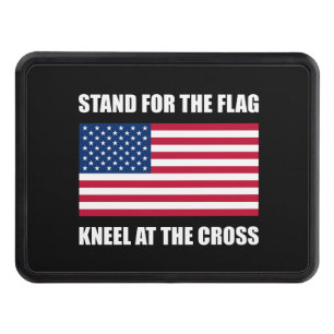 Stand For Flag Kneel At Cross Trailer Hitch Cover