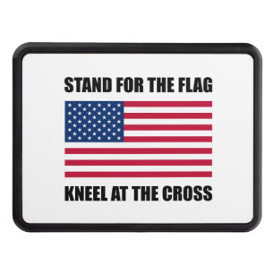 Stand For Flag Kneel At Cross Trailer Hitch Cover