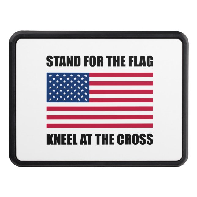 Stand For Flag Kneel At Cross Trailer Hitch Cover (Front)