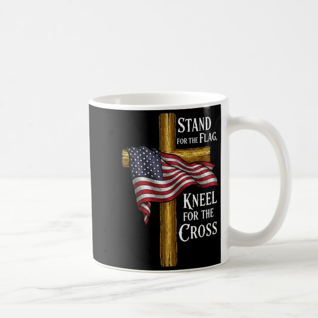 Stand For Flag Kneel For Cross Patriotic Christian Coffee Mug (Right)