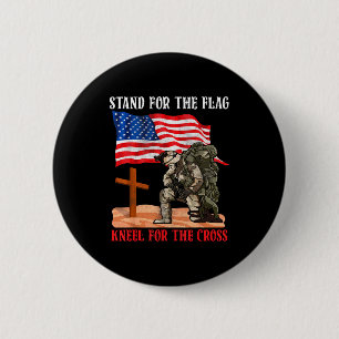 Stand For The Flag Kneel For The Cross Patriotic C 2 Inch Round Button
