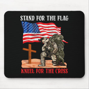Stand For The Flag Kneel For The Cross Patriotic C Mouse Pad