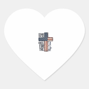 Stand for the Flag Kneel for the Cross Shirt Desig Heart Sticker