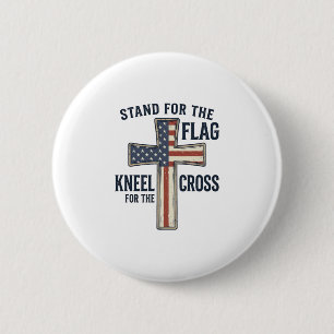 Stand for the Flag Patriotic Cross Design_1 2 Inch Round Button