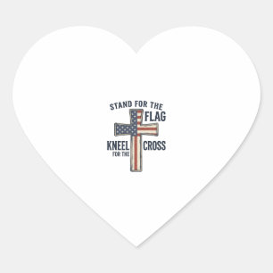 Stand for the Flag Patriotic Cross Design_1 Heart Sticker