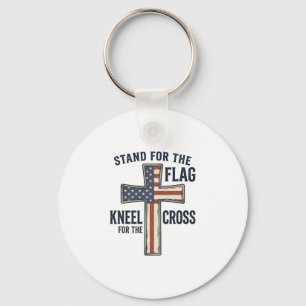 Stand for the Flag Patriotic Cross Design_1 Keychain