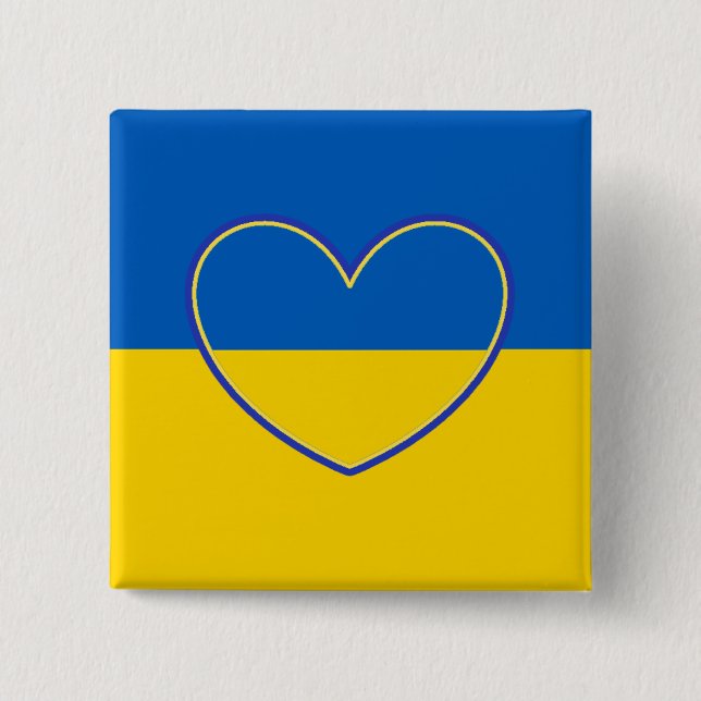 Stand in Support with Ukraine   2 Inch Square Button (Front)