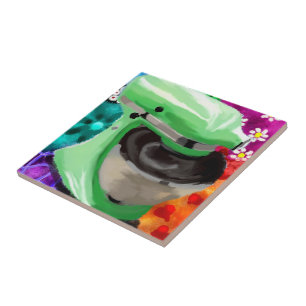 Stand Mixer Funky Abstract Art Green Pink Tile