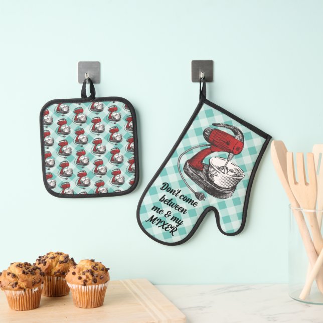 Stand mixer kitchen cooking baking personalized oven mitt & pot holder set (Insitu(Hanging))