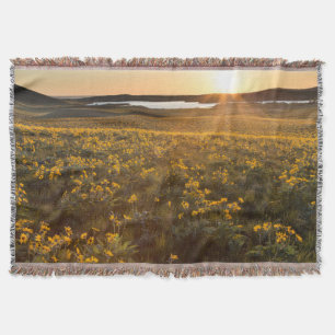 Stand Of Arrowleaf Balsamroot Wildflowers Throw Blanket
