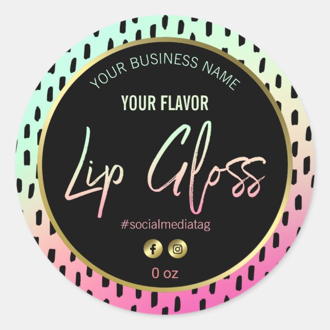 Stand Out Colourful Lip Gloss Labels (Front)
