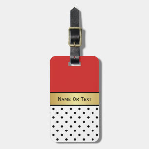 Stand Out From the Crow Red White Black Polka Dots Luggage Tag