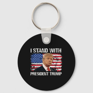 Stand President Trump American Flag Trump 2024 Men Keychain