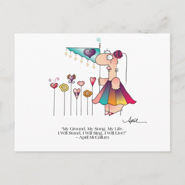 STAND, SING, LIVE! Postcard by April McCallum (Front)