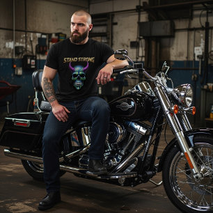 Stand Strong Neon Skull Graphic T-Shirt
