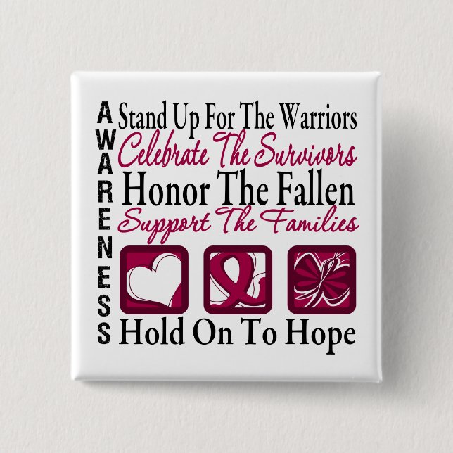 Stand Up Celebrate Honour Collage Multiple Myeloma 2 Inch Square Button (Front)