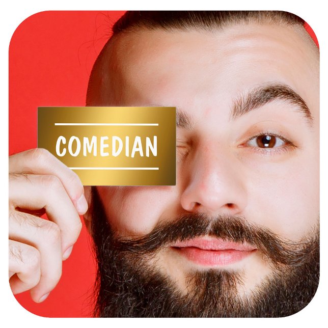 Stand Up Comedian QR Golden Business Card (Comedian Golden Business Cards)