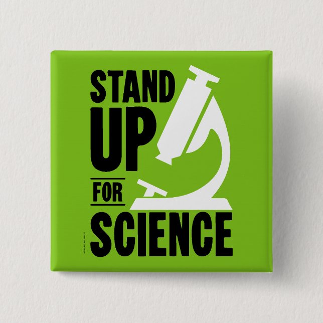 Stand Up for Science Microscope 2 Inch Square Button (Front)