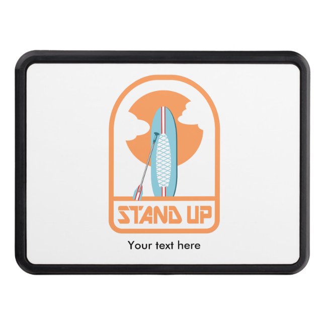 Stand up paddle board retro logo trailer hitch cover (Front)