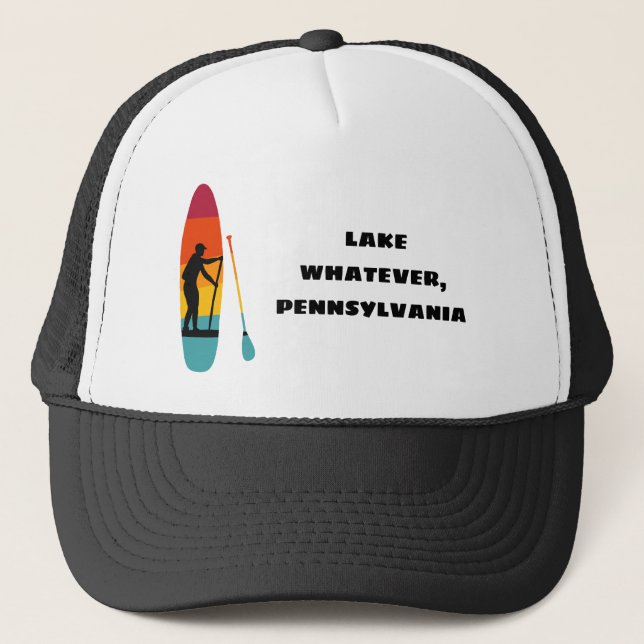 Stand Up Paddle Board SUP Custom Text Souvenir Trucker Hat (Front)