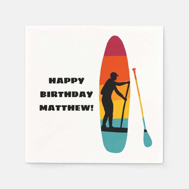 Stand Up Paddle Board SUP Personalized Napkin (Front)