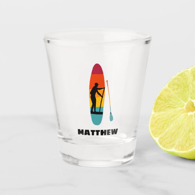 Stand Up Paddle Board SUP Personalized Shot Glass (Front)