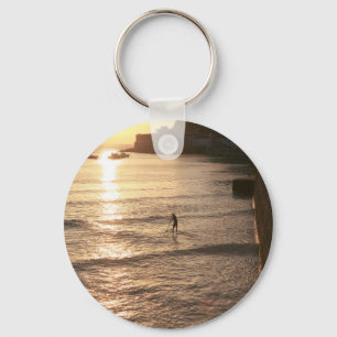 Stand up paddle boarding sunset San Sebastian Keychain