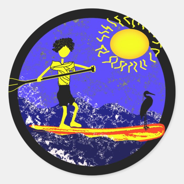 Stand Up Paddle Design Classic Round Sticker (Front)